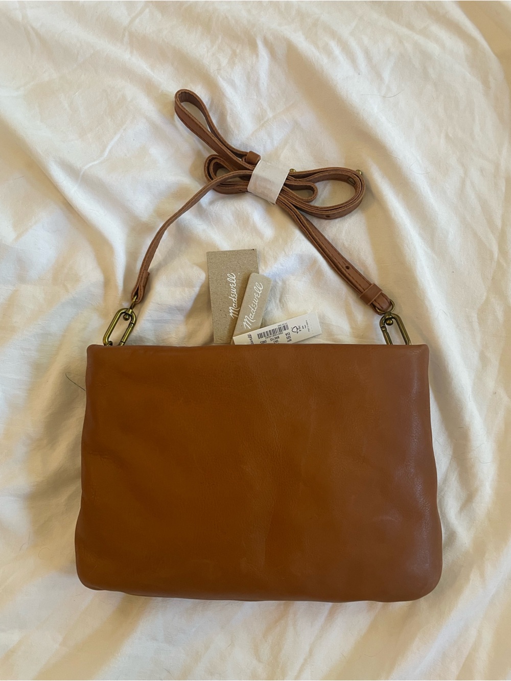 Madewell Leather Crossbody Bag in Cognac Brown
